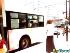 Asian jerks off stranger