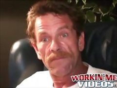 Experienced rod choker spanks his hairy cock and sprays cum