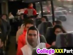 Cute Teen masturbates in school bus.
