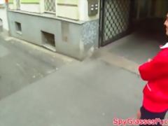 Pulled teen cockrides in public basement POV